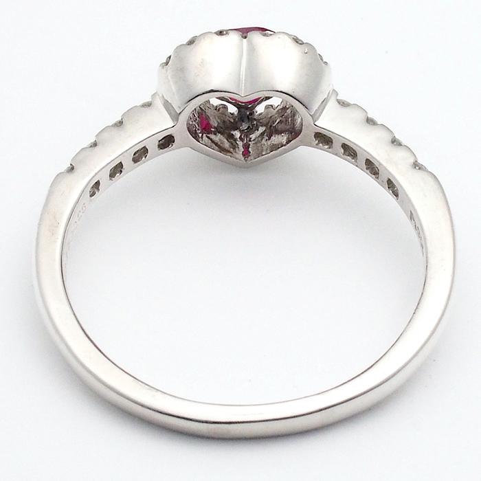 音羽屋□ ルビー/0.48ct ダイヤ/0.26ct Pt900 ハート デザイン リング 