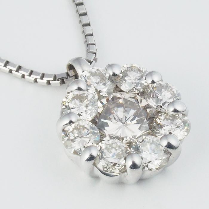 音羽屋□ ダイヤモンド/1.00ct K18WG デザイン ネックレス 仕上済 