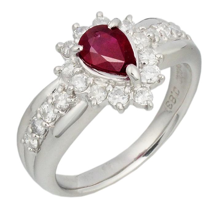 音羽屋□ ビルマ産 ルビー/0.83ct ダイヤ/0.52ct Pt900 デザイン  