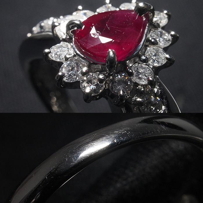 音羽屋□ ビルマ産 ルビー/0.83ct ダイヤ/0.52ct Pt900 デザイン 