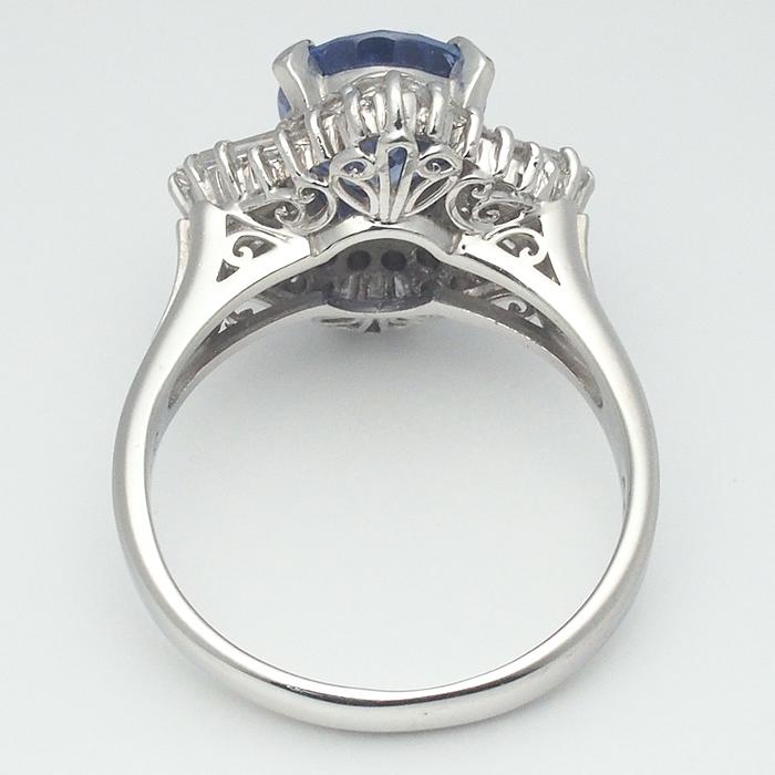 音羽屋□ サファイア/3.00ct ダイヤ/0.87ct Pt900 デザイン リング 11 