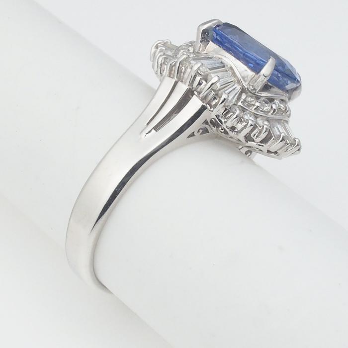 音羽屋□ サファイア/3.00ct ダイヤ/0.87ct Pt900 デザイン リング 11 