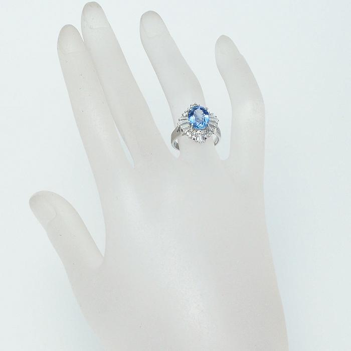 音羽屋□ サファイア/3.00ct ダイヤ/0.87ct Pt900 デザイン リング 11 
