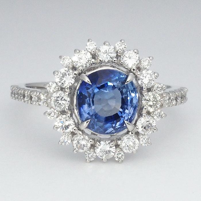 音羽屋□ スリランカ産 サファイア/1.98ct ダイヤ/0.71ct Pt950 