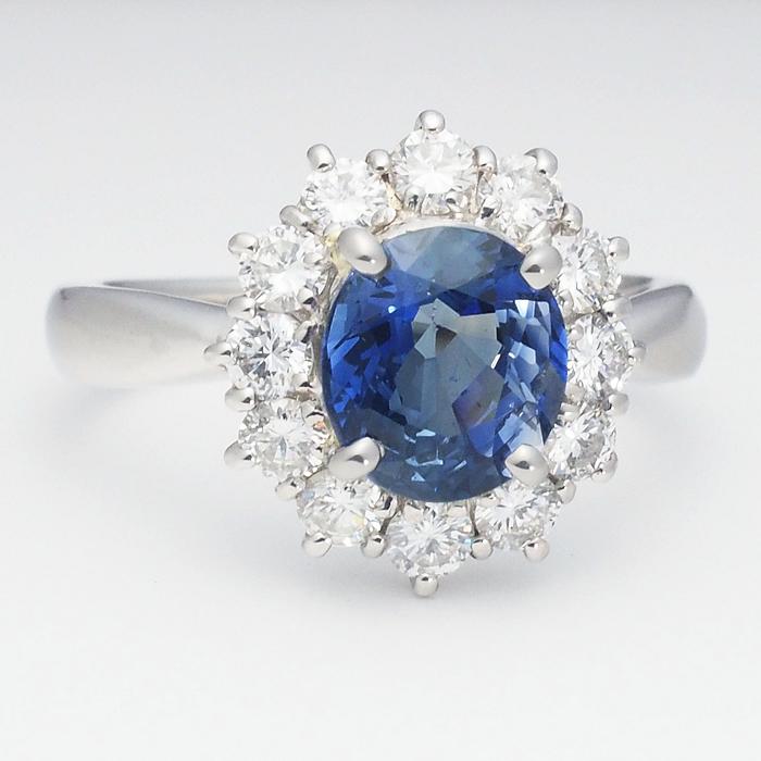 音羽屋□ サファイア/1.662ct ダイヤ/0.70ct Pt900 デザイン リング 
