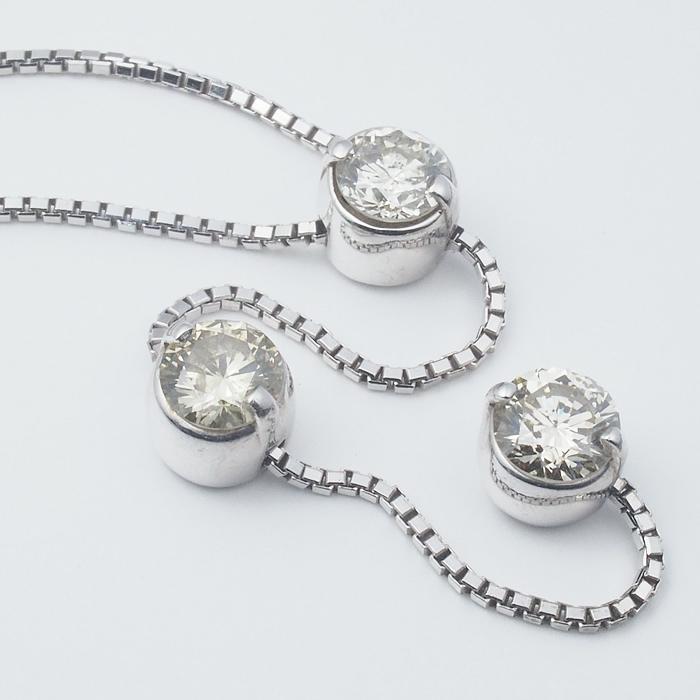 音羽屋□ ダイヤモンド/1.03ct K18WG デザイン ネックレス 仕上済 