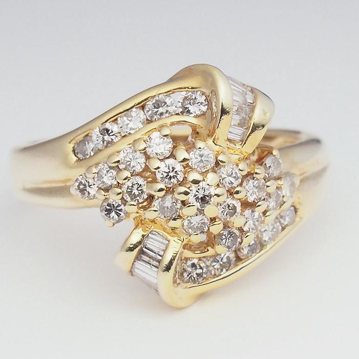 音羽屋□ ダイヤモンド/0.70ct K18YG デザイン リング 11.5号 仕上済 