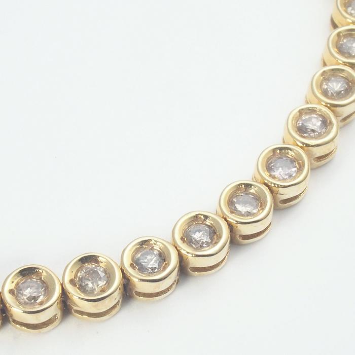 音羽屋□ ダイヤモンド/1.00ct K18YG テニス ブレスレット 仕上済