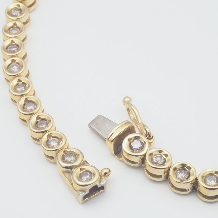 音羽屋□ ダイヤモンド/1.00ct K18YG テニス ブレスレット 仕上済 
