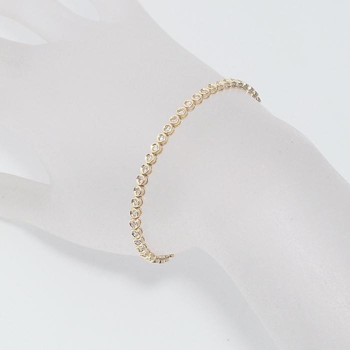 音羽屋□ ダイヤモンド/1.00ct K18YG テニス ブレスレット 仕上済 