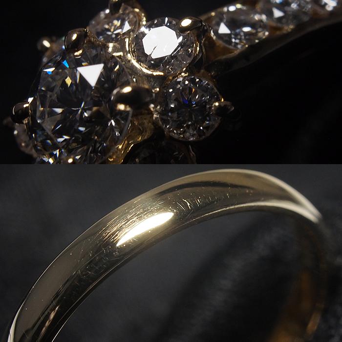 音羽屋□ G/VVS-2 ダイヤモンド/0.26ct 0.48ct K18YG デザイン リング 