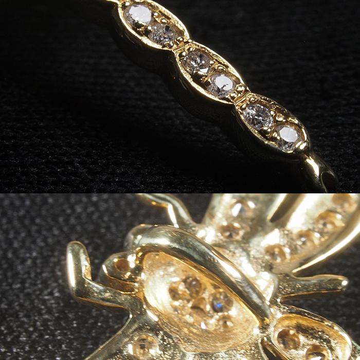 音羽屋□ ダイヤモンド/0.50ct K18YG トンボモチーフ ブローチ 