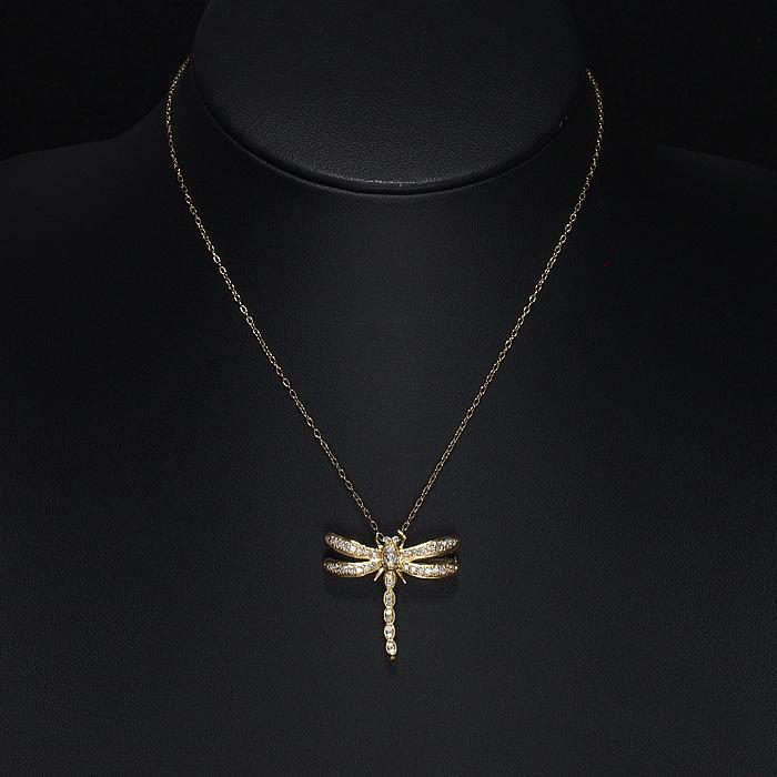 音羽屋□ ダイヤモンド/0.50ct K18YG トンボモチーフ ブローチ 