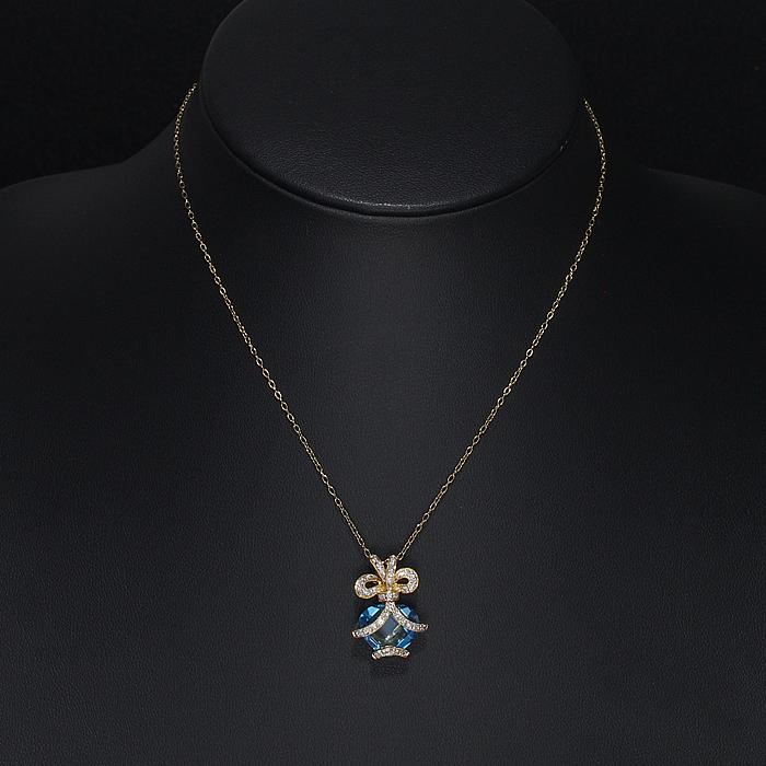 音羽屋□ ブルートパーズ/6.42ct ダイヤ/0.17ct K18YG ヘッド 