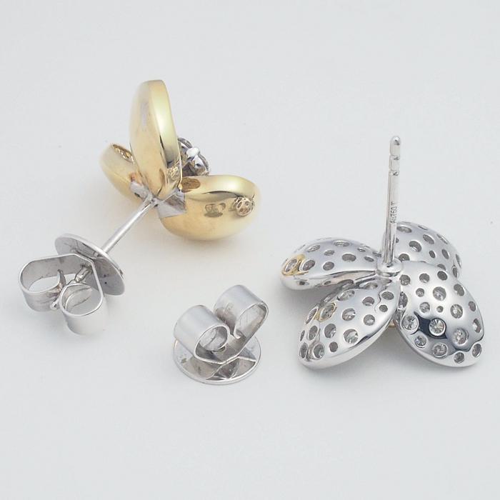 音羽屋□ ダイヤモンド/0.990ct 0.858ct K18WG/K18YG フラワーデザイン 