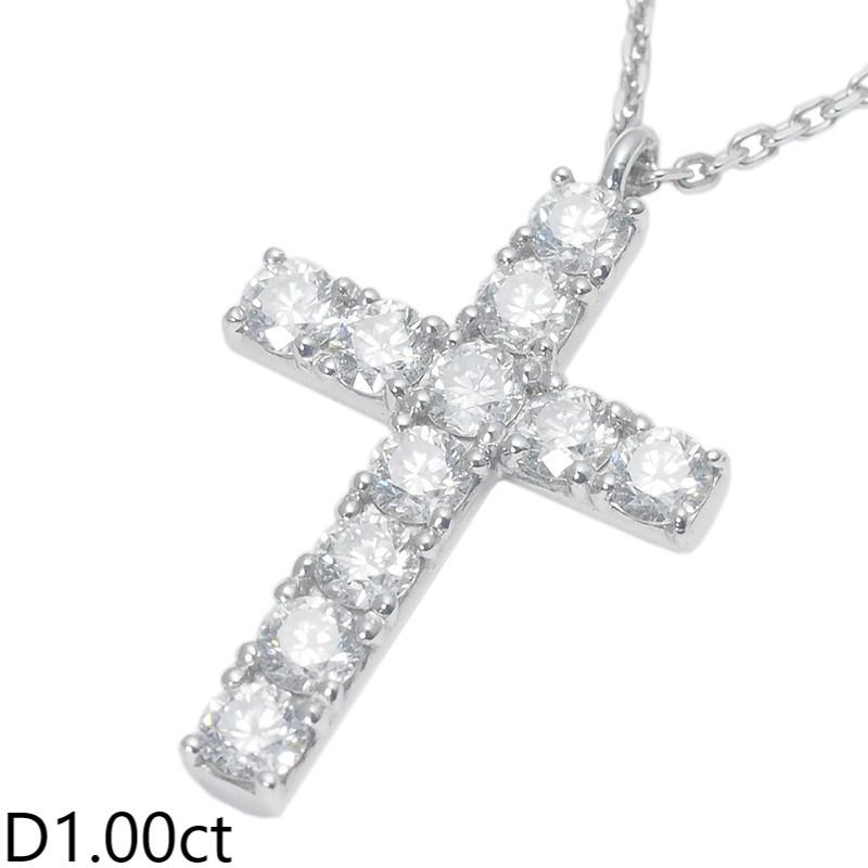 音羽屋□ ダイヤモンド/1.00ct K18WG リバーシブル クロス デザイン