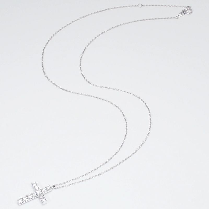 音羽屋□ ダイヤモンド/1.00ct K18WG リバーシブル クロス デザイン 