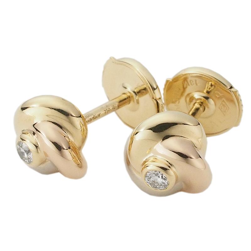 お値下げ不可！　Cartier トリニティ ピアス ダイヤモンド　カルティエ 音羽屋□ カルティエ Cartier トリニティ ダイヤモンド ピアス K18YG