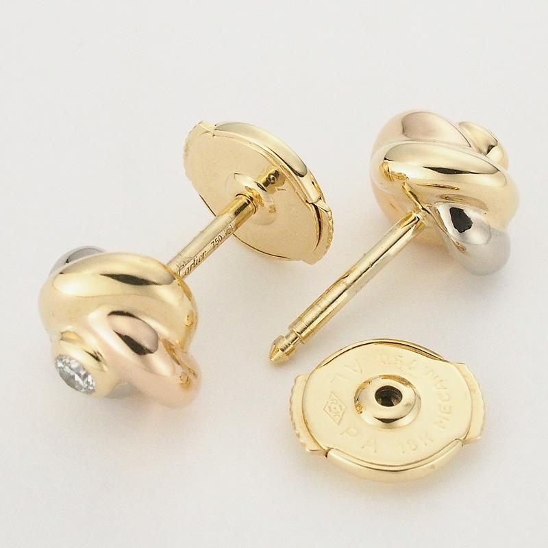 音羽屋□ カルティエ Cartier トリニティ ダイヤモンド ピアス K18YG
