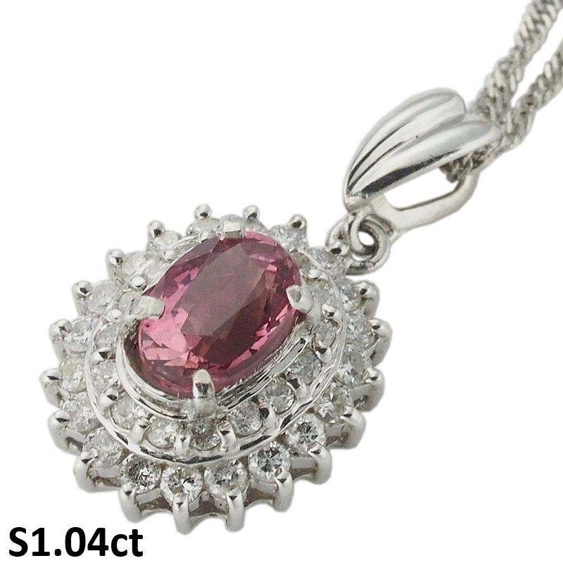 音羽屋□ ノーヒート 非加熱 パパラチアサファイア/1.04ct ダイヤ/0.40