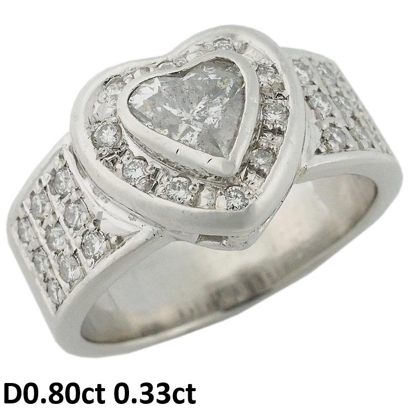 音羽屋□ ダイヤモンド/0.80ct 0.33ct Pt900 デザイン リング 17号