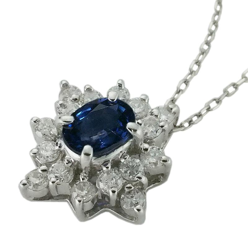 音羽屋□ サファイア ダイヤ/0.30ct Pt900/Pt850 ネックレス 仕上済