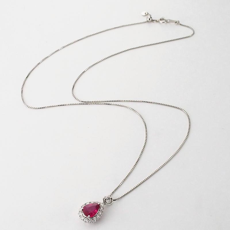 音羽屋□ ルビー/1.216ct ダイヤ/0.46ct Pt900/850 ネックレス