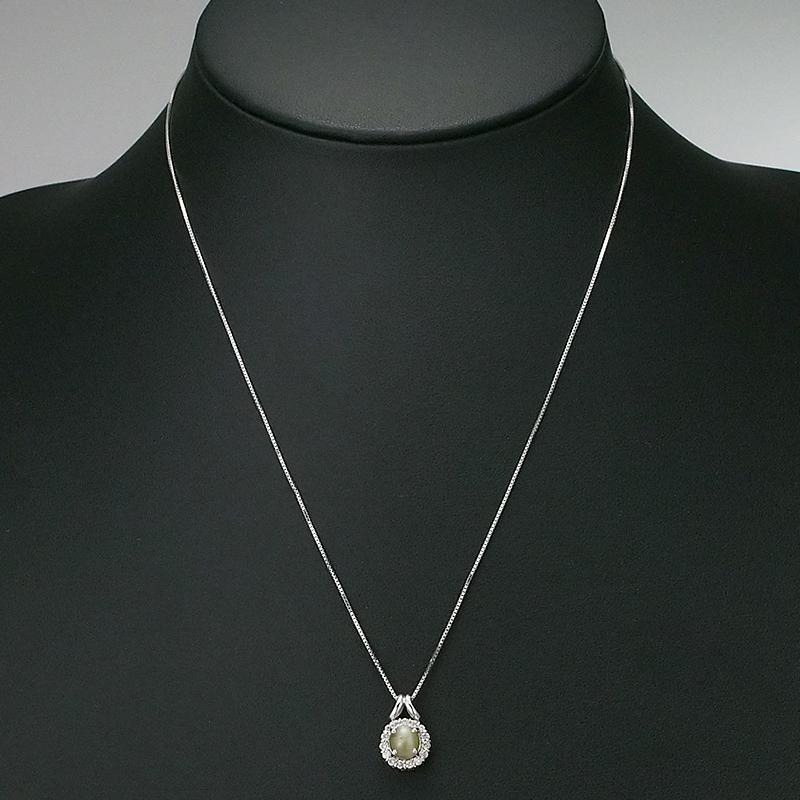 音羽屋□ クリソベリルキャッツアイ/1.20ct ダイヤ/0.26ct K18WG 