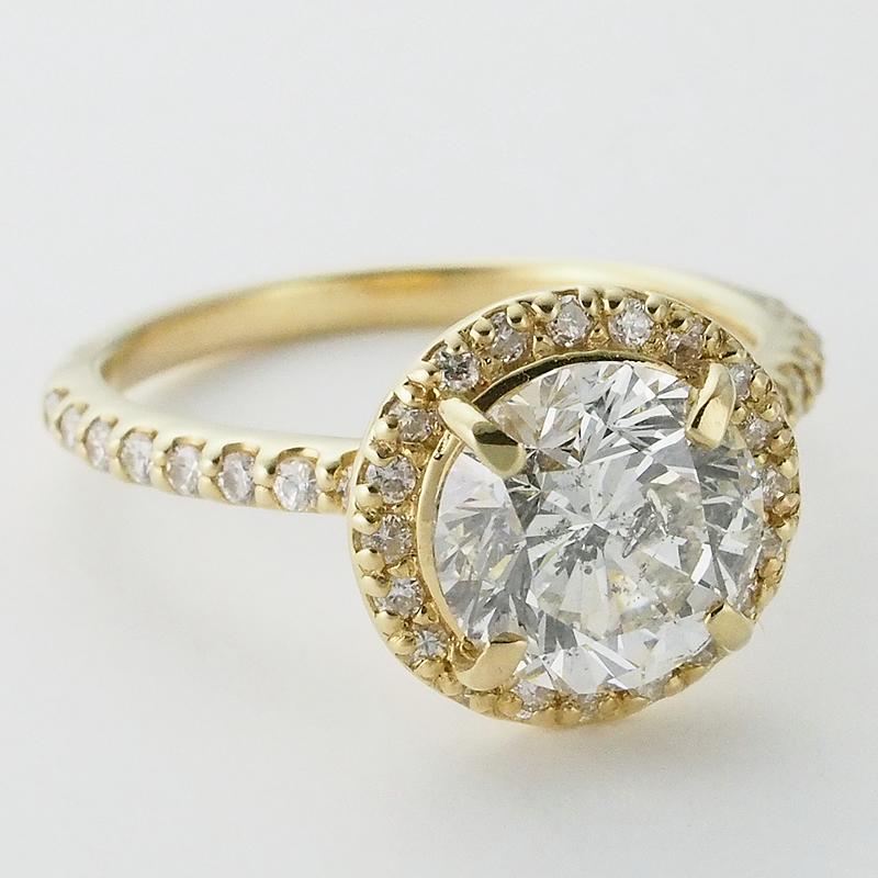音羽屋□ H/I-1 ダイヤモンド/2.056ct 0.31ct K18YG デザイン リング 