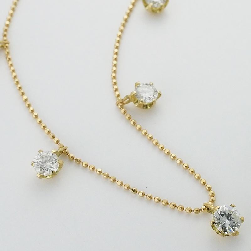 音羽屋□ ダイヤモンド/1.615ct K18YG ステーション ネックレス 仕上済 