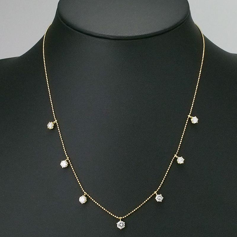 音羽屋□ ダイヤモンド/1.615ct K18YG ステーション ネックレス 仕上済 