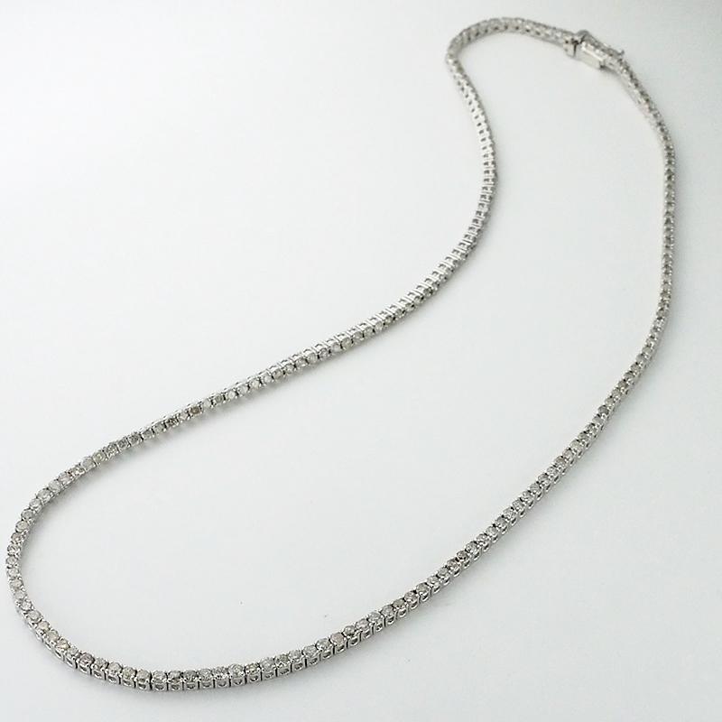 音羽屋□ ダイヤモンド/5.00ct K18WG テニスネックレス 仕上済 鑑別書
