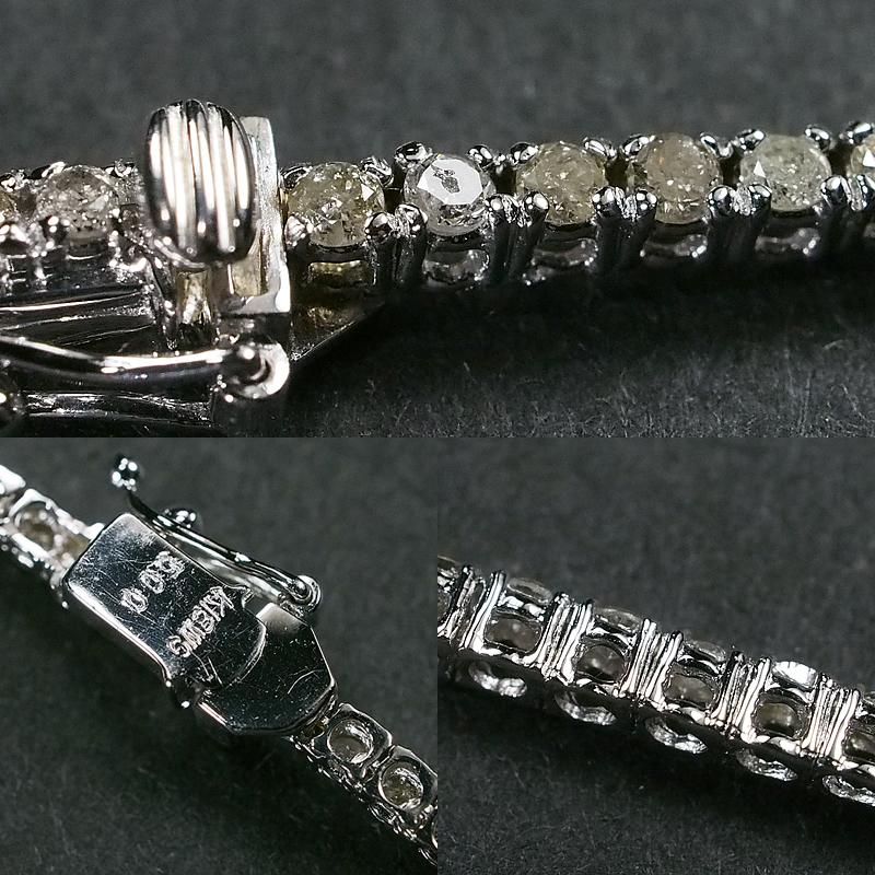 音羽屋□ ダイヤモンド/5.00ct K18WG テニスネックレス 仕上済 鑑別書 