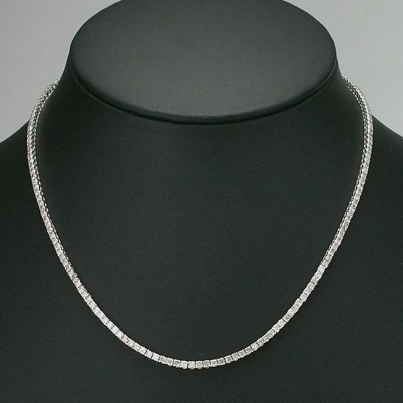 音羽屋□ ダイヤモンド/5.00ct K18WG テニスネックレス 仕上済 鑑別書