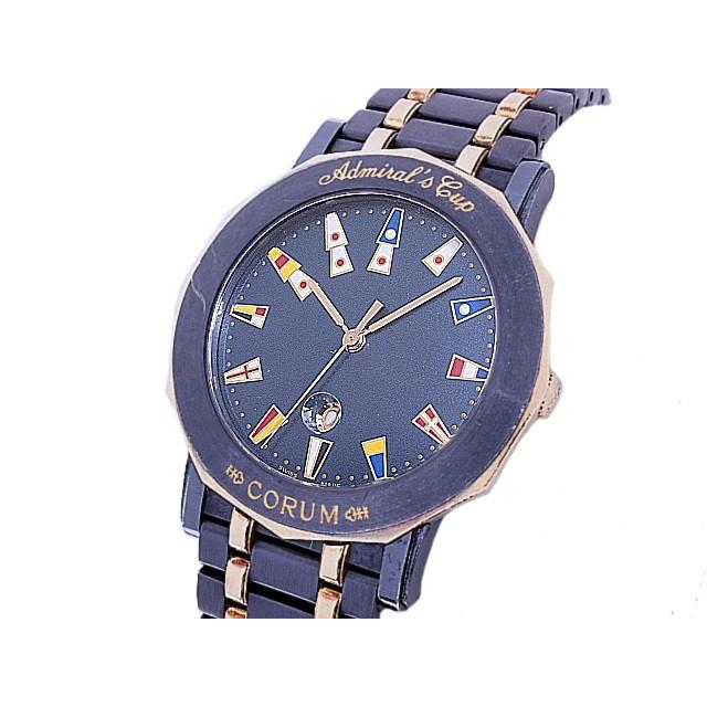 音羽屋□ コルム CORUM アドミラルズカップ ガンブルー SS/YG デイト