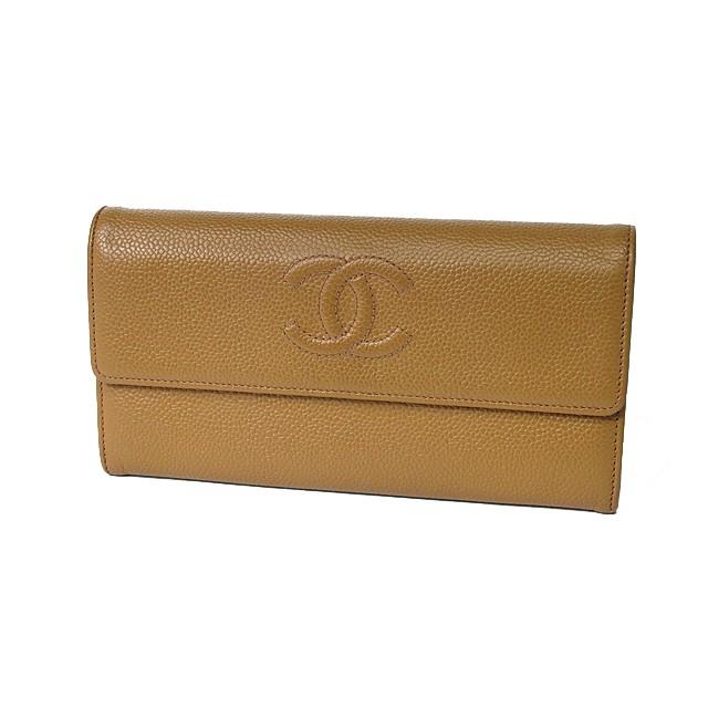 キャビアスキン 音羽屋□ シャネル CHANEL レザー 二つ折り 長財布 