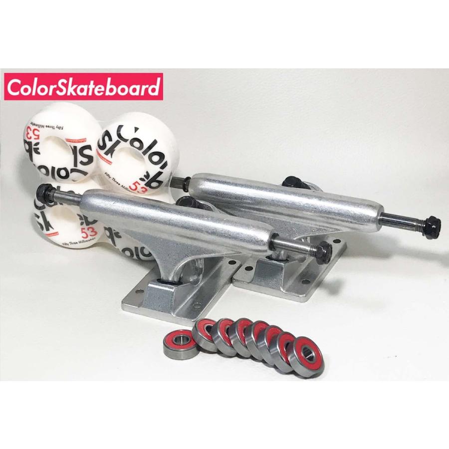 スケボー トラック 足回りセット ウィール白 ベアリング Color Skateboard カラースケートボード skateboard