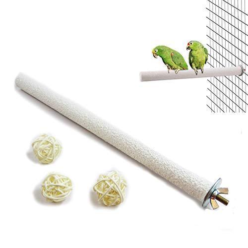 人気ブランド インコ とまり木 インコ おもちゃ ホワイト ２本セット ボール３個付属 爪