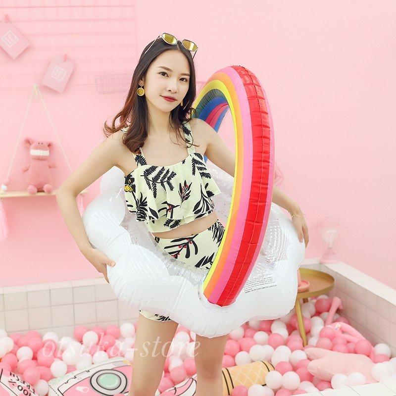 浮き輪 ビッグ フロート 大人 虹 レインボー うきわ 大きい 大型 かわいい おしゃれ プール 海 海水浴 おもちゃ 水遊び 浮き具 Snsで話題