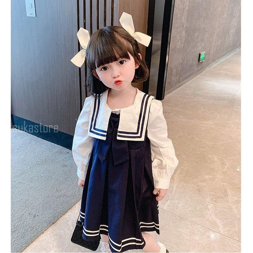 マート 入園式 キッズワンピース 2点セット シャツ ベビーワンピース 春 長袖 子供服 おしゃれ カレッジスタイル 通園 韓国 普段着 お出かけ着 通学 姉妹 入学式 Wantannas Go Id
