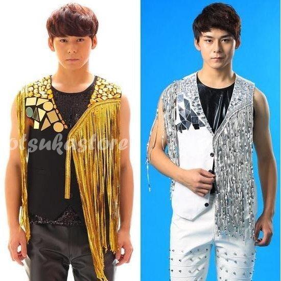 大量購入卸売り ヒップホップ ダンス衣装 メンズ ベスト 演出服 ジャケット タンクトップ スパンコール トップス フリンジ 上着 ジャズダンス ステージ衣装 売り出し正規 Superavila Com