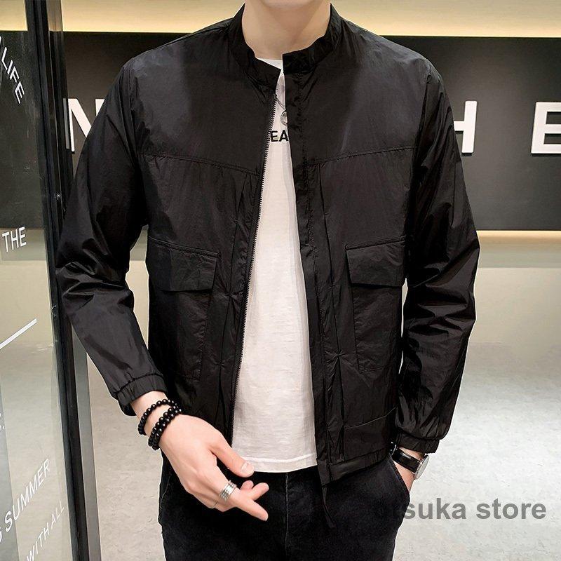 正規店仕入れの トラックジャケット ブルゾンジャケット メンズ シンプル 無地 薄手 ソフト カジュアル スポーティー ストリート アウター 春秋 Wantannas Go Id
