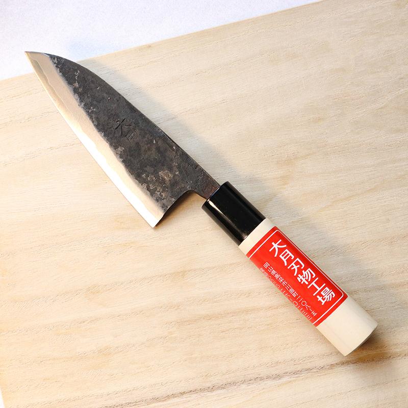 小出刃包丁 安来鋼（白紙） 刃渡り120mm 両刃（左右兼用） 職人手作り
