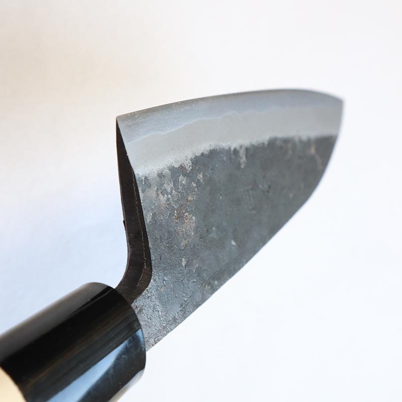 小出刃包丁 安来鋼（白紙） 刃渡り120mm 両刃（左右兼用） 職人手作り