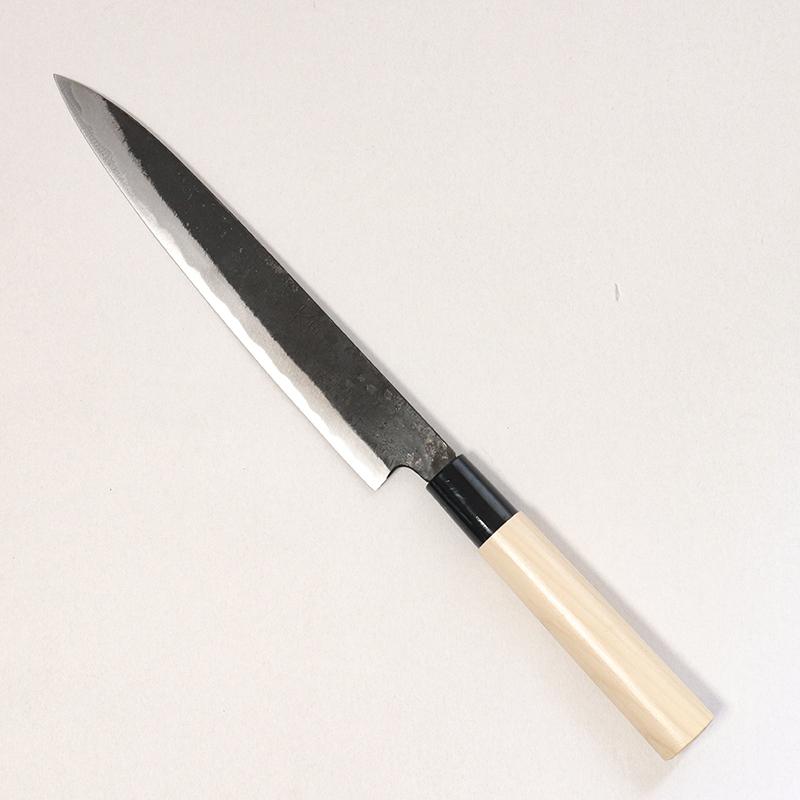 刺身包丁 安来鋼（青紙） 刃渡り210mm 両刃（左右兼用） 職人手作り｜otsukihamono