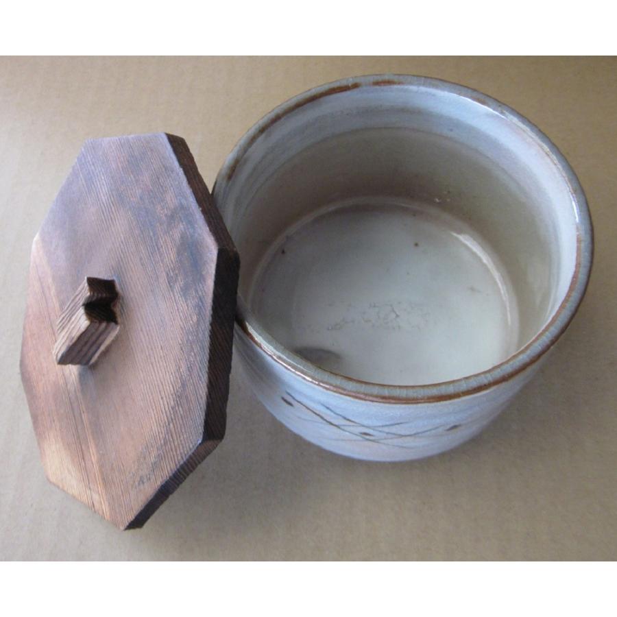 蓋物 蓋鉢 食器 鉢 木蓋 付き セット 志野焼 御本手 白 刷毛目 水玉 模様|otyawan-shop|02