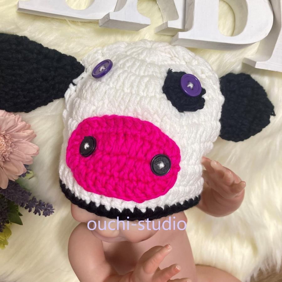 ニューボーンフォト セルフ 寝相 アート ベビーコスチューム コス プレ 衣装 新生児 撮影 帽子 うし | ブランド登録なし | 03