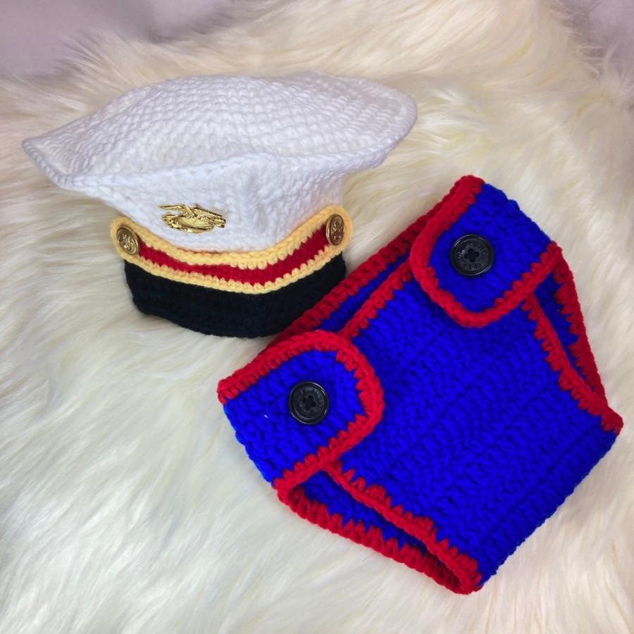 ニューボーンフォト セルフ 寝相 アート ベビーコスチューム コスプレ 衣装 着ぐるみ 新生児 撮影 海兵隊セット |  | 07