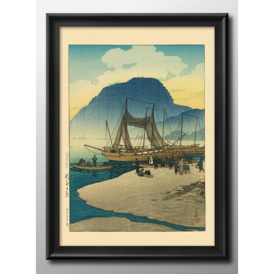 日本製 ポスター 川瀬巴水 別府の朝 日本画 絵画 インテリア A3サイズ