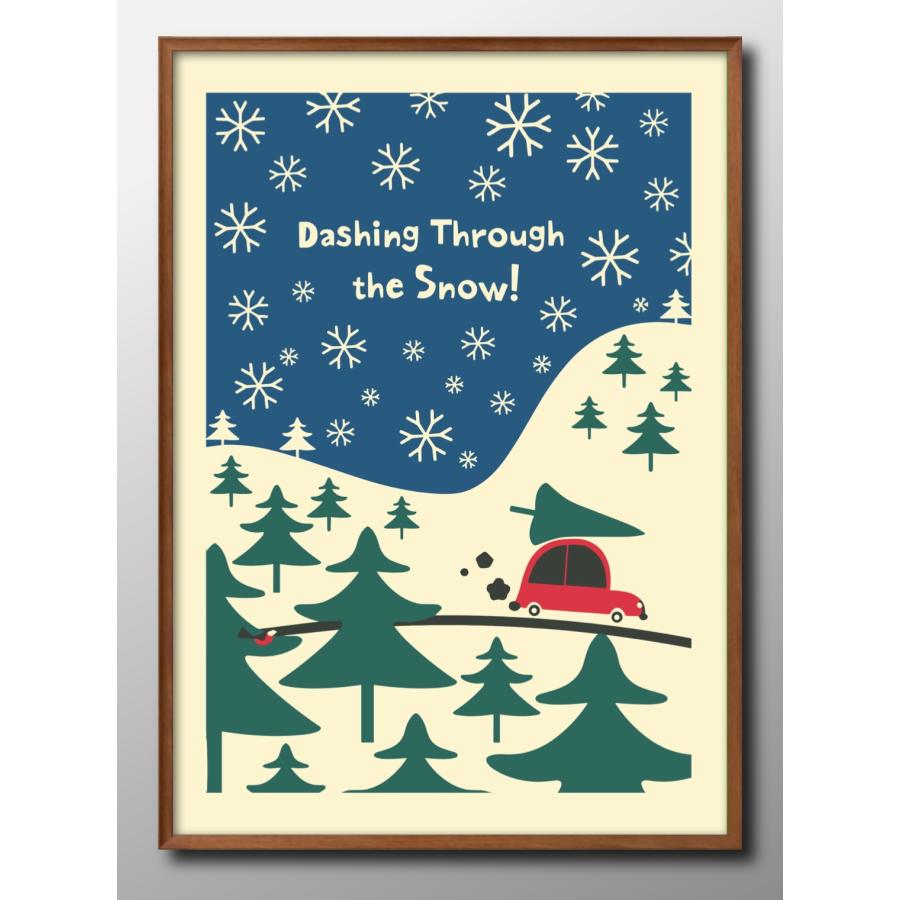 ポスター Xmas 雪 クリスマス ツリー 絵画 インテリア A3サイズ アート